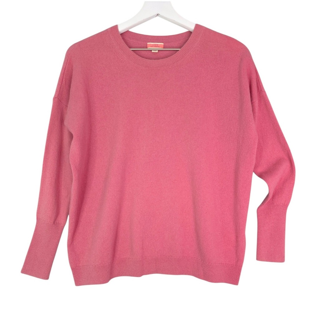 J.Crew Crewneck Boyfriend Sweater XS Pink Cashmere Relaxed Fit Drop Shoulder